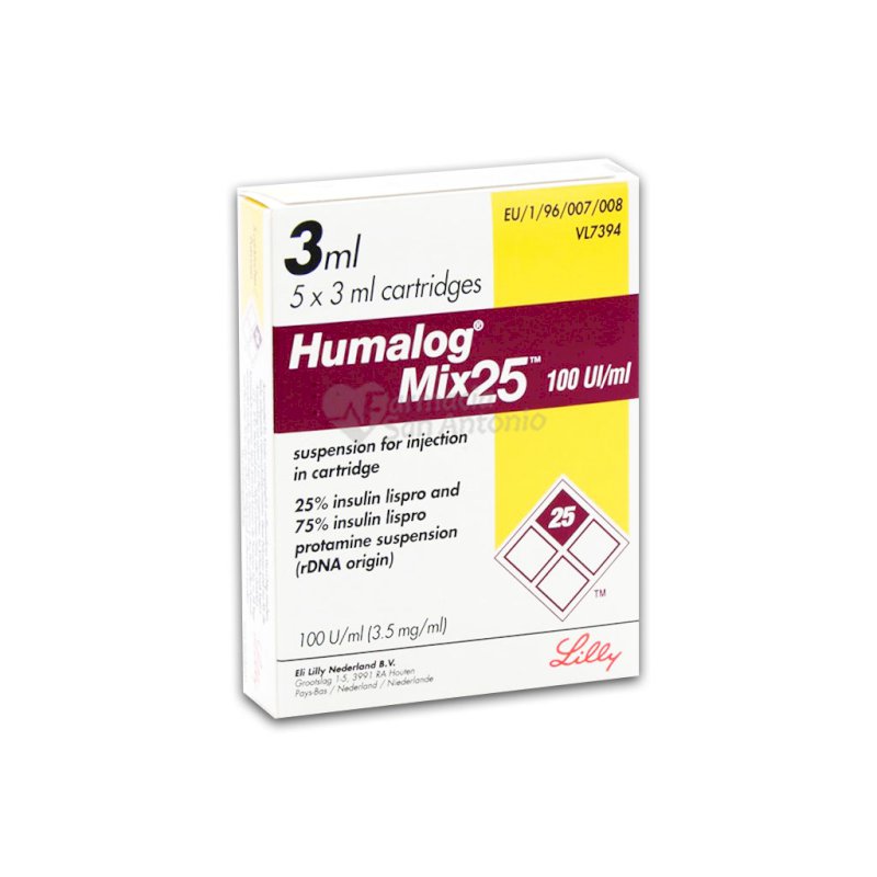 HUMALOG MIX 25 100UI X 5 CART/3ML