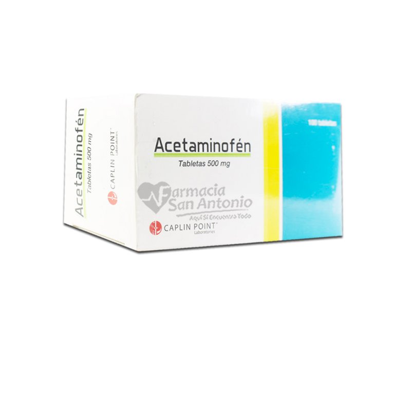 Acetaminofén, caja por 100 unidades, 500 miligramos.